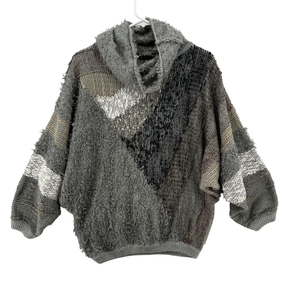 Vintage‎ Answers by Riddles Sweater Womens Small Gray Shaggy Pullover 80s